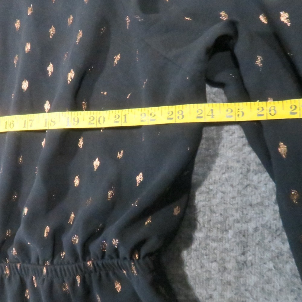 Maurices Foil Dot Dress 2X Black Gold Metallic Strappy Neck Sheer Whimsigoth - Picture 4 of 11